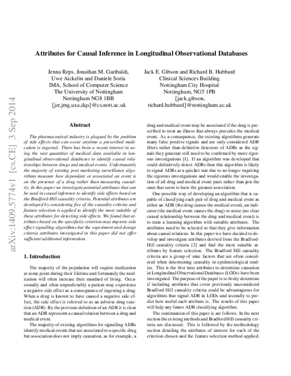 (PDF) Attributes for Causal Inference in Longitudinal Observational ...
