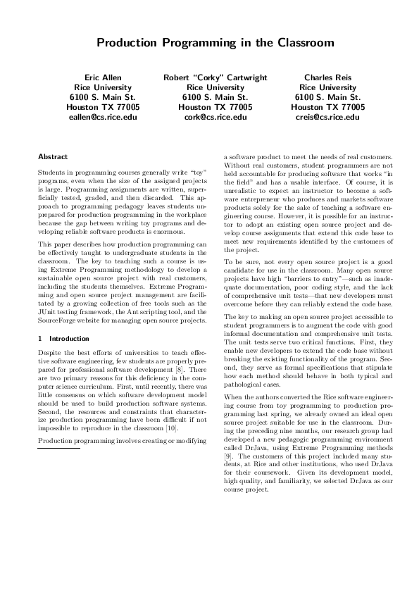 (PDF) Production programming in the classroom