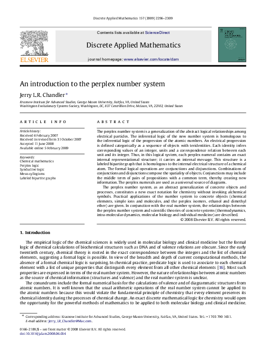 (PDF) An introduction to the perplex number system