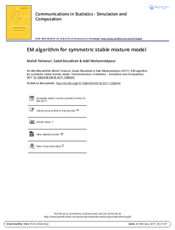 (PDF) EM algorithm for symmetric stable mixture model