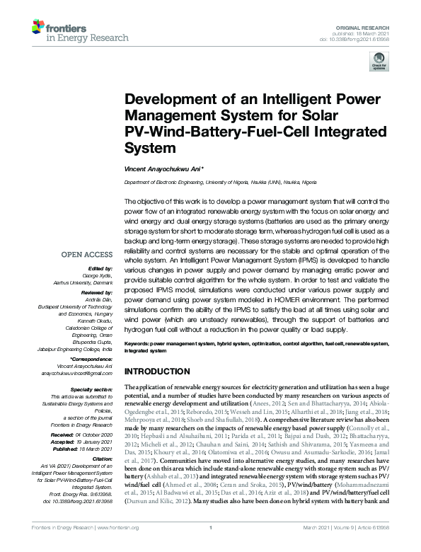 (PDF) Development of an Intelligent Power Management System for Solar ...