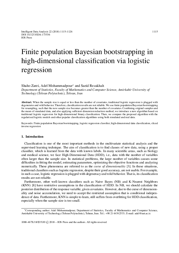 (PDF) Finite population Bayesian bootstrapping in highdimensional