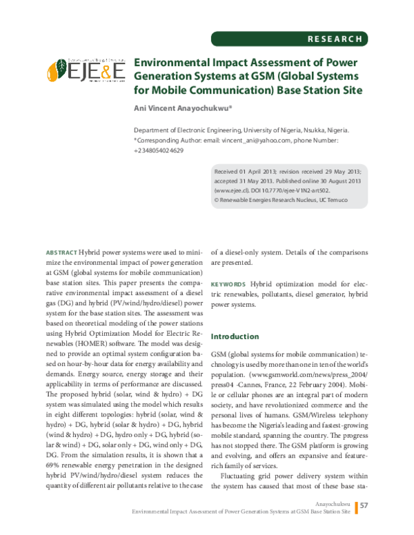 (PDF) Environmental Impact Assessment of Power Generation Systems at ...