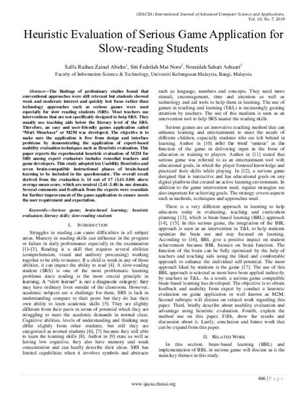 (PDF) Heuristic Evaluation of Serious Game Application for Slow-reading ...