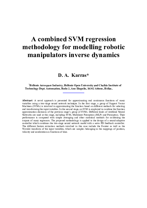 (PDF) A combined SVM regression methodology for modelling robotic ...