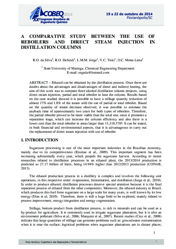 (PDF) 1 a Comparative Study Between the Use of Reboilers and Direct ...