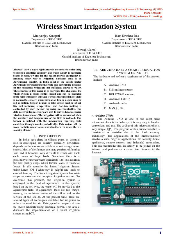 (PDF) Wireless Smart Irrigation System
