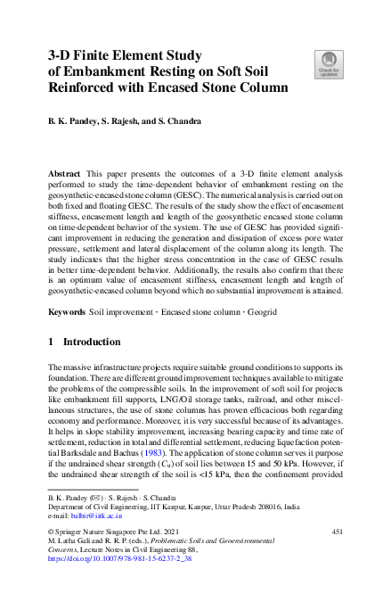 (PDF) 3-D Finite Element Study of Embankment Resting on Soft Soil ...