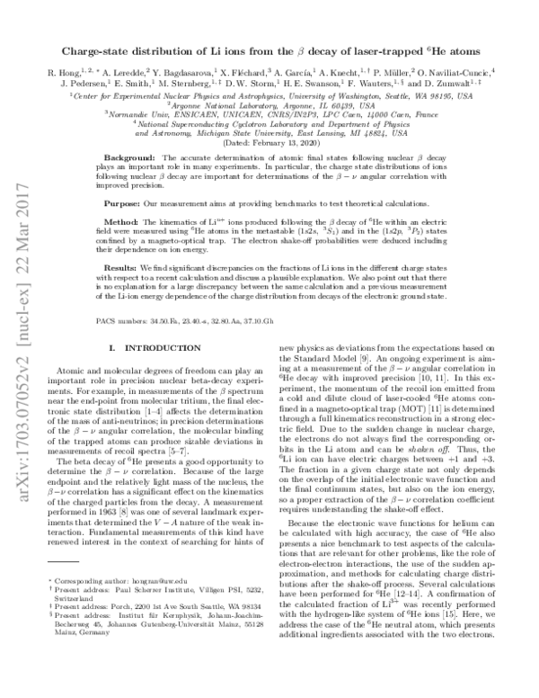 (PDF) Charge-state distribution of Li ions from the β decay of laser ...