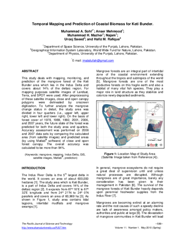 (PDF) Temporal Mapping and Prediction of Coastal Biomass for Keti Bunder