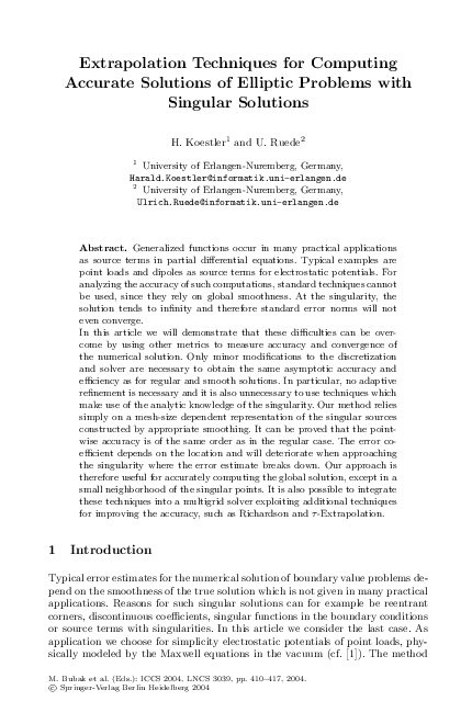 (PDF) Extrapolation Techniques for Computing Accurate Solutions of ...