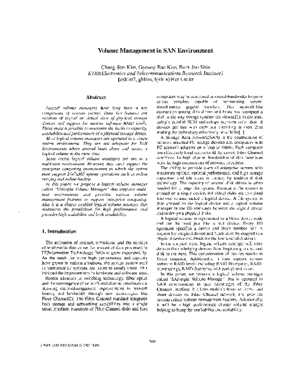 (PDF) Volume management in SAN environment