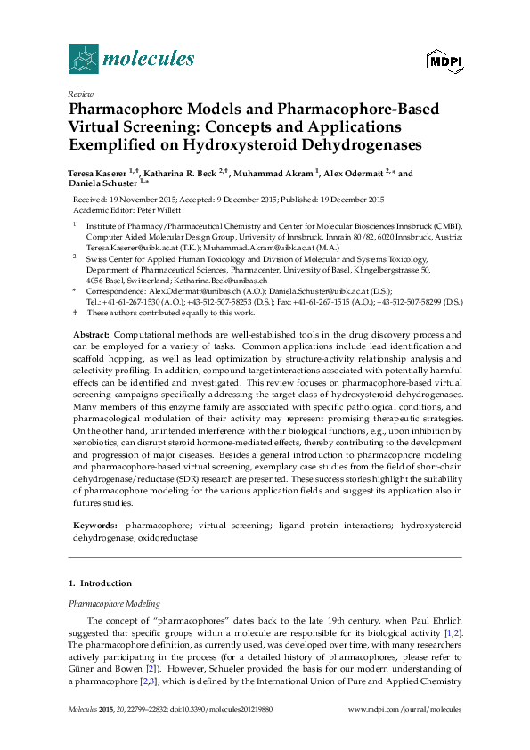 (PDF) Pharmacophore Models and Pharmacophore-Based Virtual Screening ...