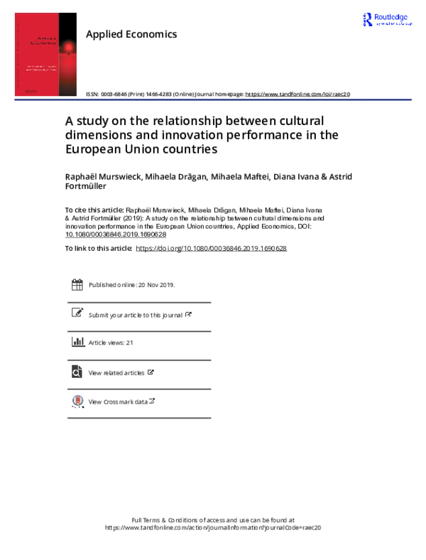 (PDF) A study on the relationship between cultural dimensions and ...
