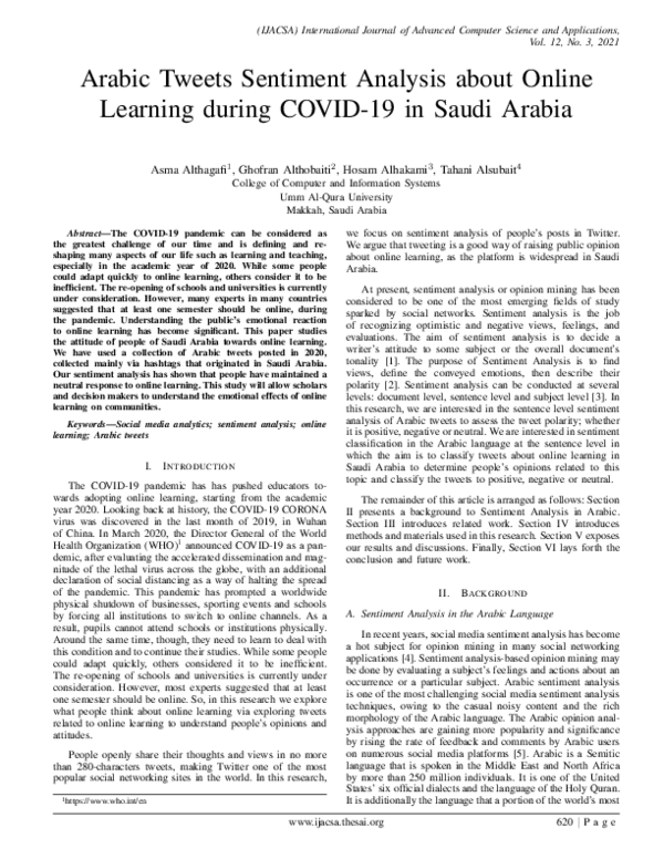 (PDF) Arabic Tweets Sentiment Analysis about Online Learning during ...