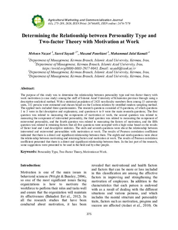 (PDF) Determining the Relationship between Personality Type and Two ...