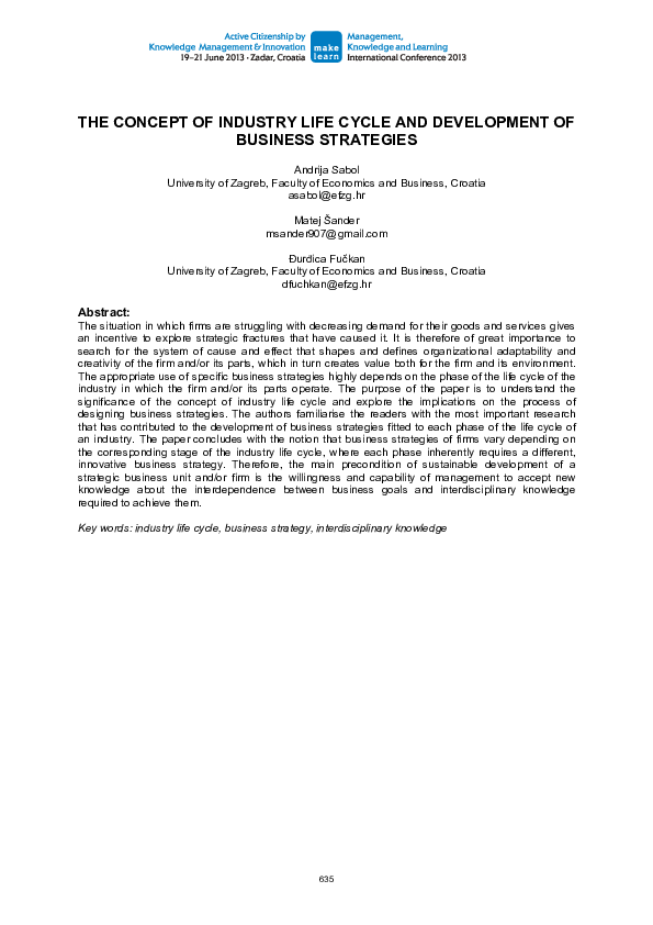 (PDF) The Concept of Industry Life Cycle and Development of Business ...