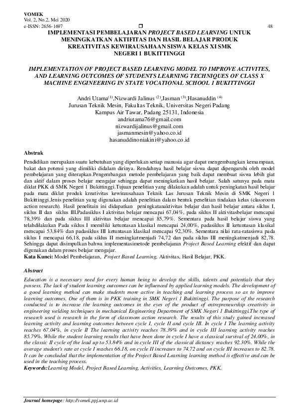 (PDF) Implementasi Pembelajaran Project Based Learning Untuk ...