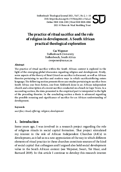 (PDF) Practice of Ritual Sacrifice and the Role of Religion in Development
