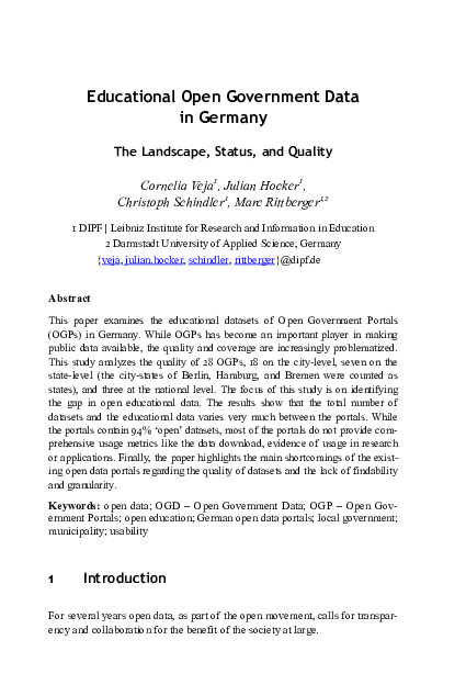 (PDF) Educational Open Government Data in Germany: The Landscape ...