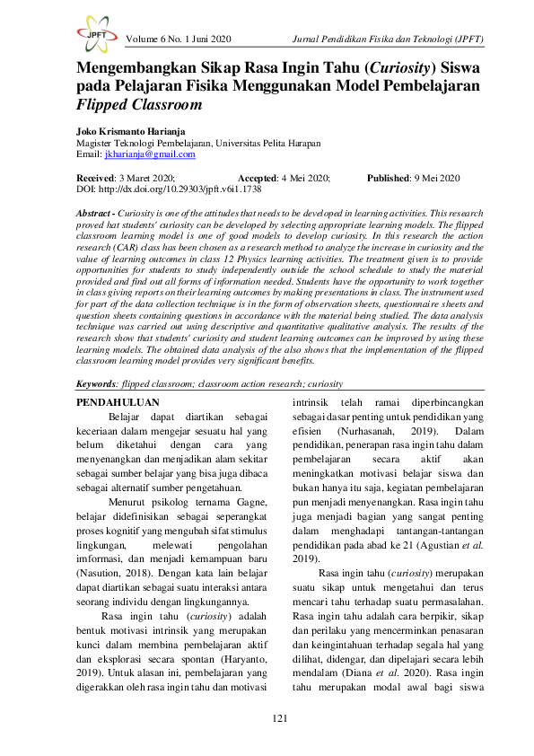 Pdf Mengembangkan Sikap Rasa Ingin Tahu Curiosity Pada Pelajaran