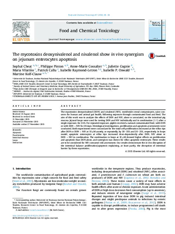 (PDF) The mycotoxins deoxynivalenol and nivalenol show in vivo ...