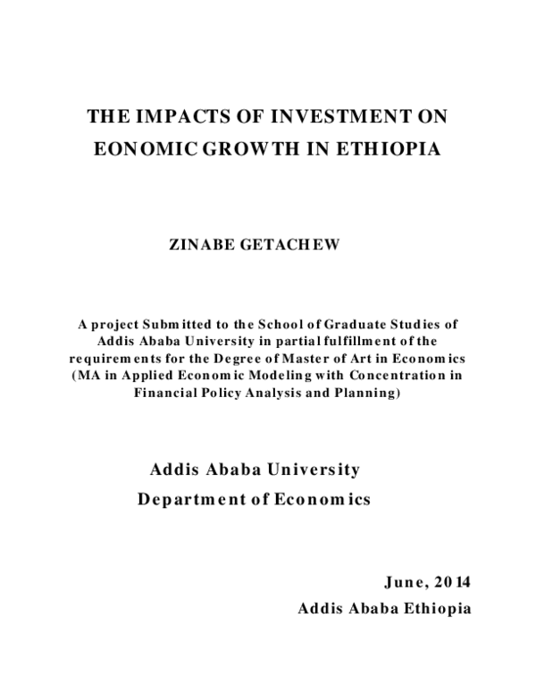 (PDF) The Impacts of Investment on Economic Growth in Ethiopia