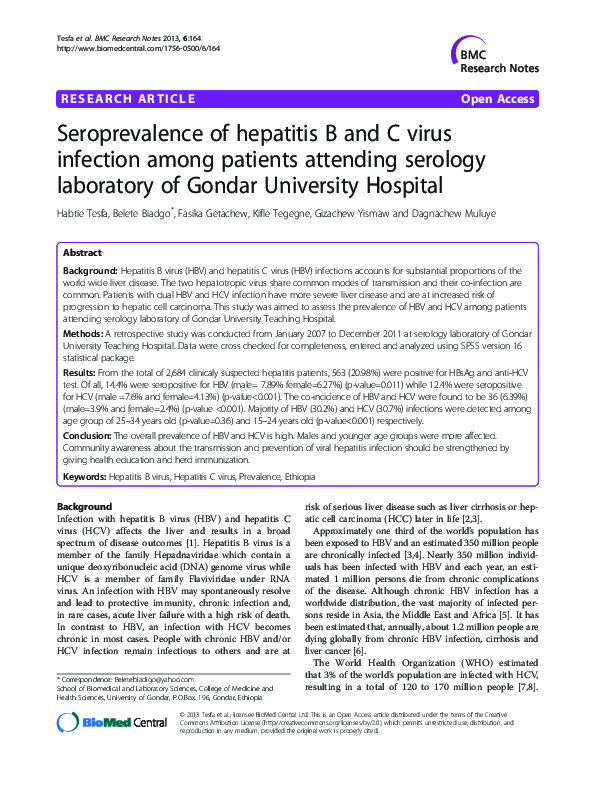(PDF) Seroprevalence of hepatitis B and C virus infection among ...