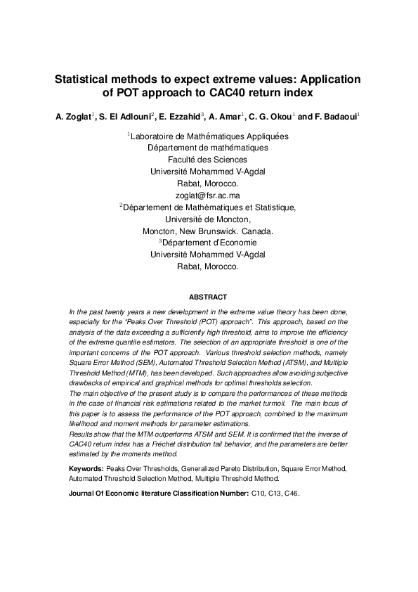 (PDF) Statistical methods to expect extreme values: Application of POT ...
