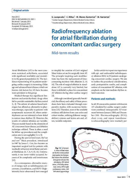 (PDF) Radiofrequency Ablation for Atrial Fibrillation Different
