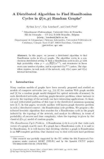 (PDF) A Distributed Algorithm to Find Hamiltonian Cycles in G (n, p ...