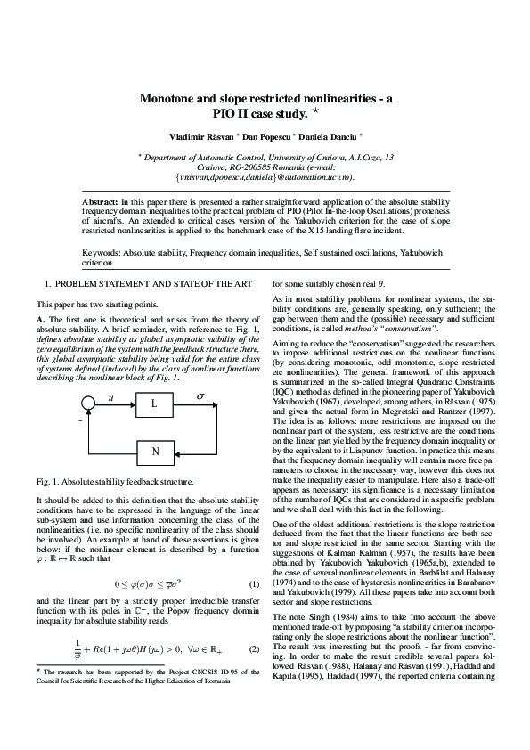  PDF Monotone And Slope Restricted Nonlinearities A PIO II Case 