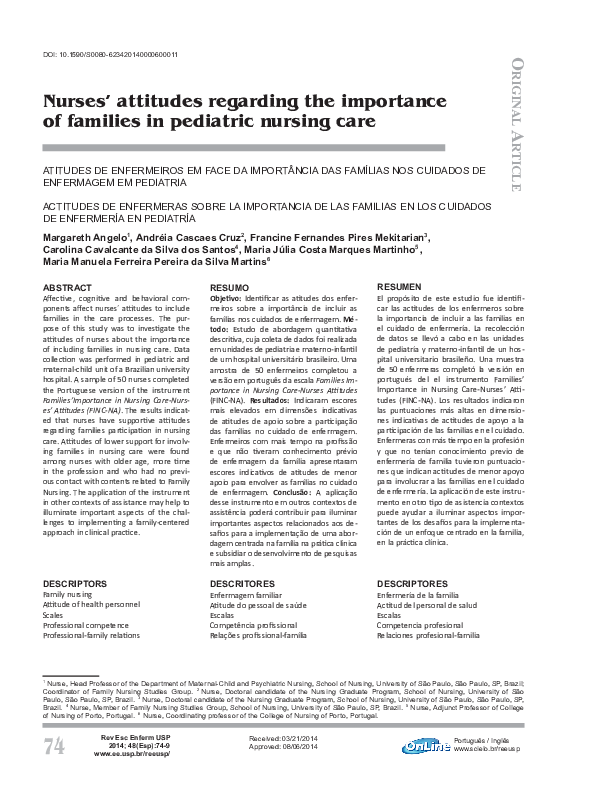 (PDF) Nurses' attitudes regarding the importance of families in nursing ...