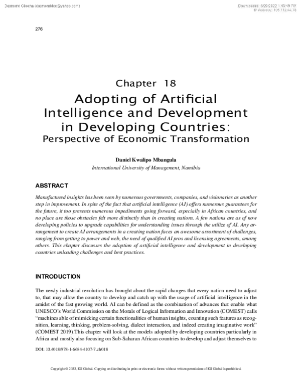 (PDF) Adopting of Artificial Intelligence and Development in Developing ...