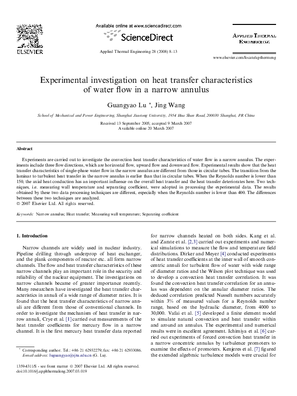 (PDF) Experimental Investigation on Heat Transfer Coefficient for the ...