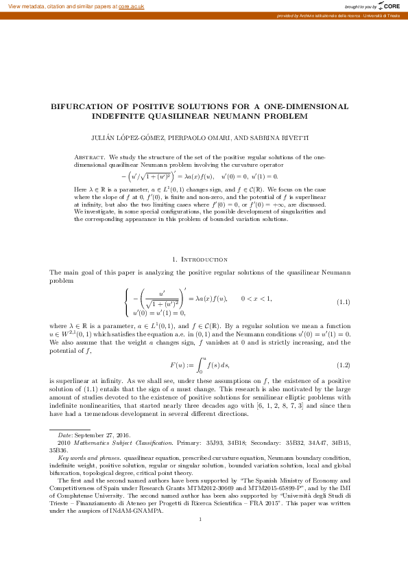 (PDF) Bifurcation of positive solutions for a one-dimensional ...