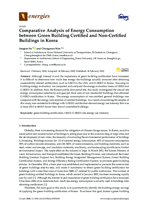 (PDF) Comparative Analysis of Energy Consumption between Green Building ...