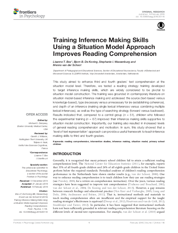(PDF) Training Inference Making Skills Using a Situation Model Approach ...