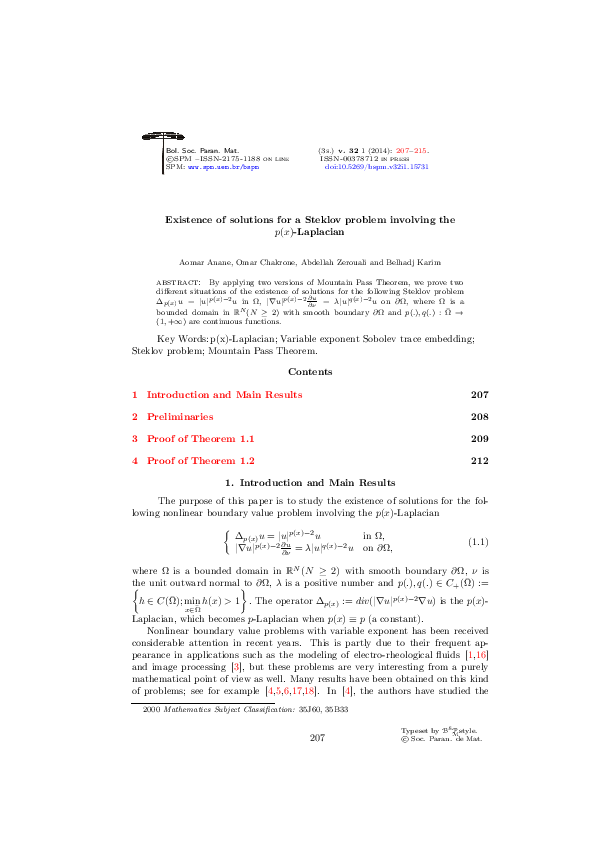 (PDF) Existence of solutions for a Steklov proble involving the $p(x ...