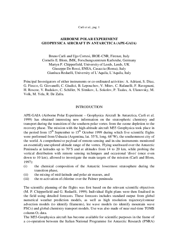 (PDF) Airborne polar experiment Geophysica aircraft in Antarctica (APE ...