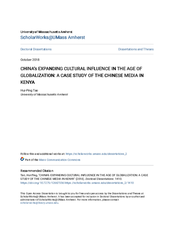 (PDF) CHINA's EXPANDING CULTURAL INFLUENCE IN THE AGE OF GLOBALIZATION ...