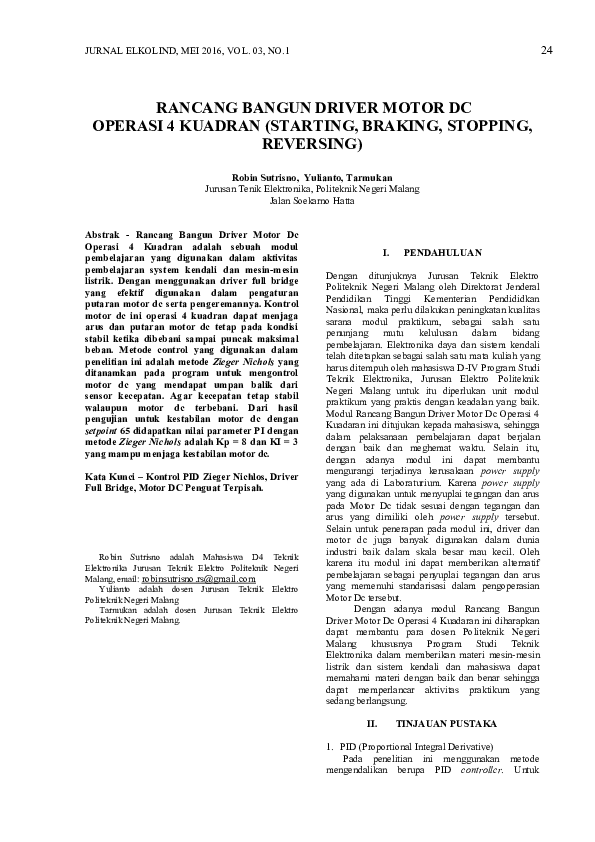 (PDF) Rancang Bangun Driver Motor DC Operasi 4 Kuadran (Starting