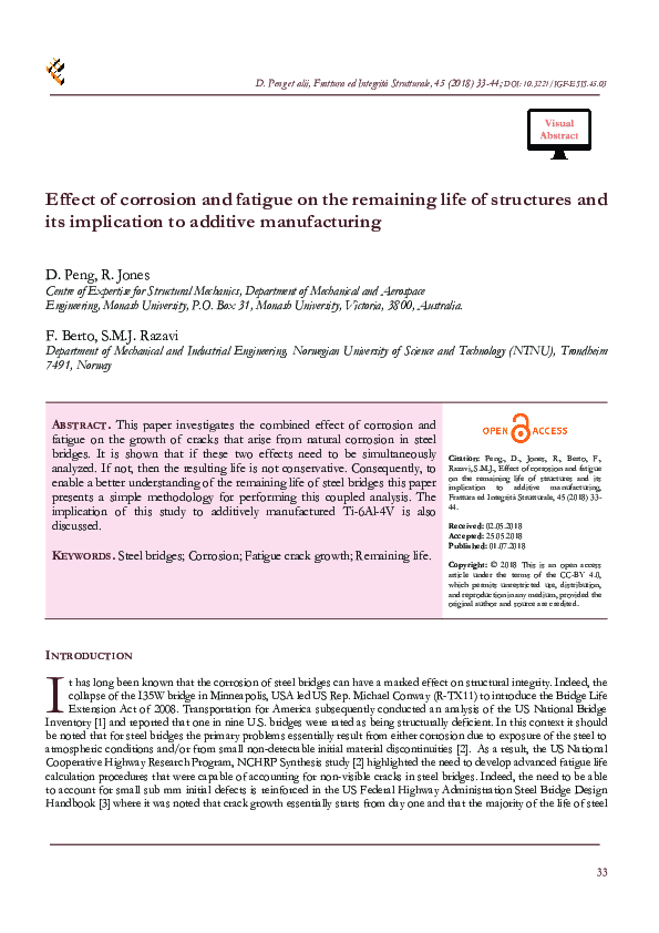 (PDF) Effect of corrosion and fatigue on the remaining life of ...