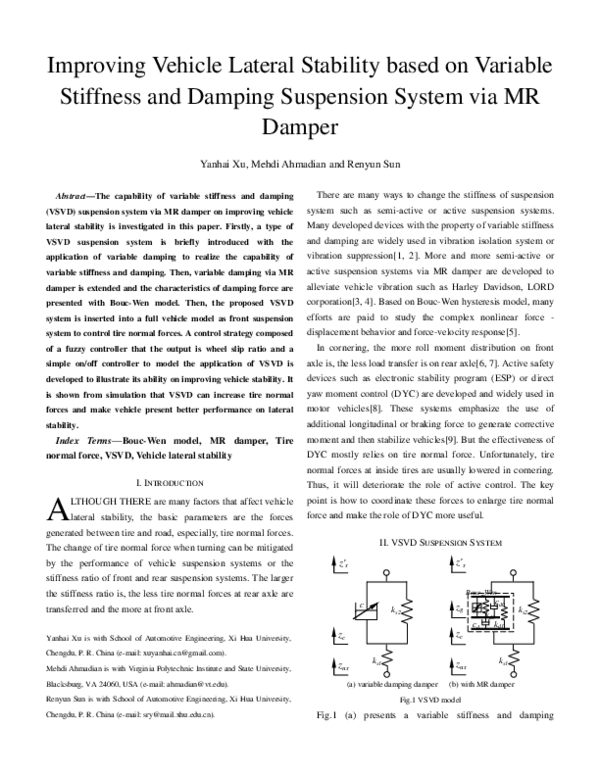 (PDF) Improving Vehicle Lateral Stability Based on Variable Stiffness ...