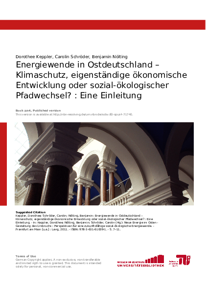(PDF) Energiewende in Ostdeutschland – Klimaschutz, eigenständige ...