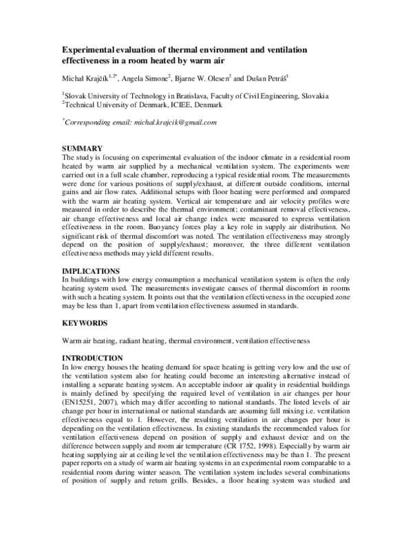 (PDF) Experimental evaluation of thermal environment and ventilation ...