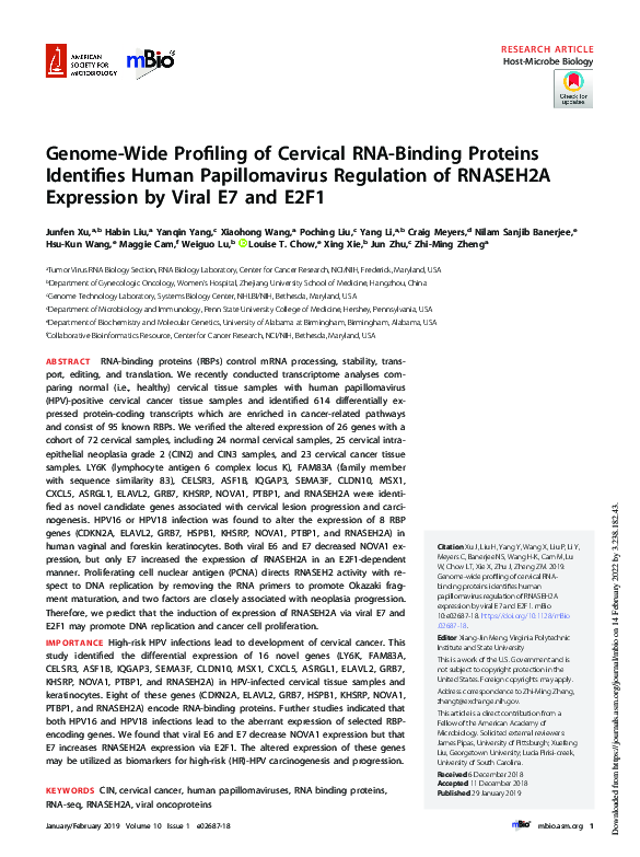 (PDF) Genome-Wide Profiling of Cervical RNA-Binding Proteins Identifies ...