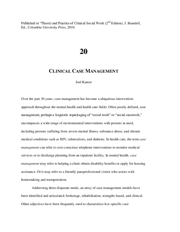 (PDF) Clinical case management