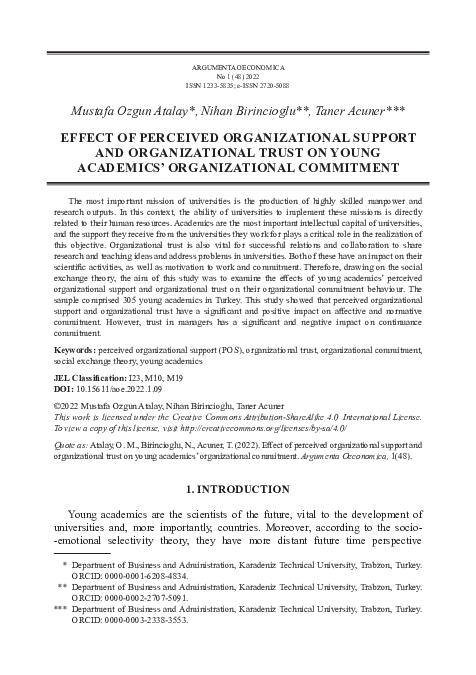 (PDF) Effect of Perceived Organizational Support and Organizational ...