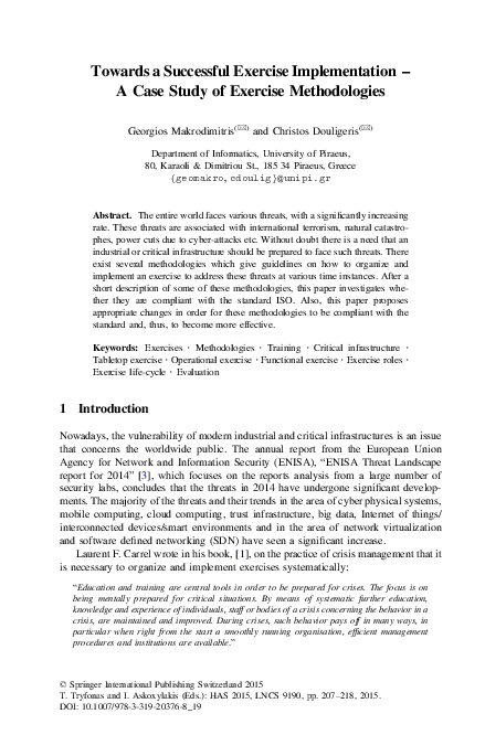 (PDF) Towards a Successful Exercise Implementation – A Case Study of ...